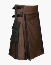 MODERN HYBRID KILT IN BROWN AND BLUE - scottish kilt jacket